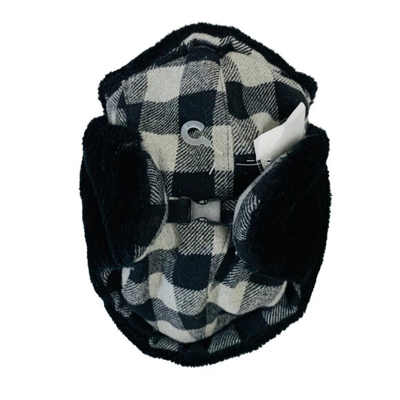 Buffalo Plaid Trapper Hat Thinsulate Insulation Winter Black Gray Checkered Flap - Picture 8 of 16